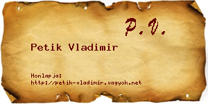 Petik Vladimir névjegykártya